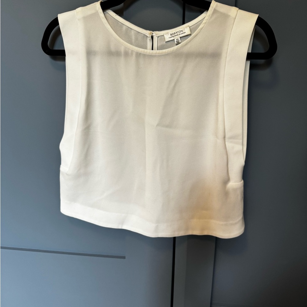 Babaton Cream Sleeveless Crop Blouse